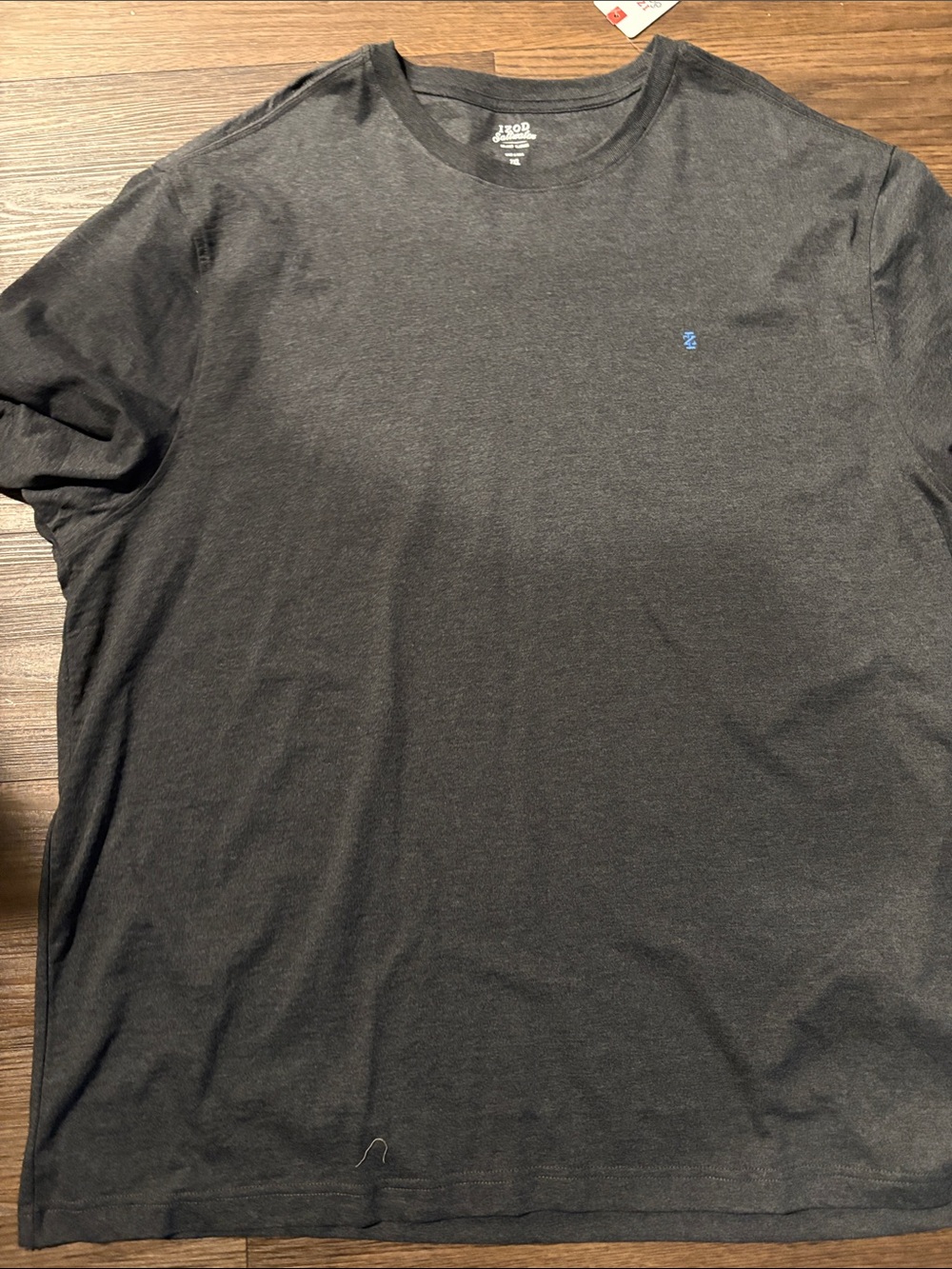 Izod Men's Charcoal Short Sleeve Crewneck Tee with Small Blue Logo